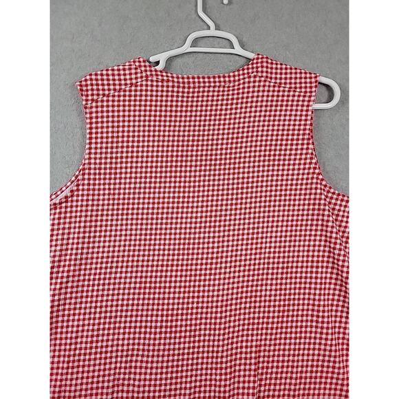Lands' End Red Gingham Check Sleeveless Button Up Tank Women's Plus 2X - Picture 6 of 11